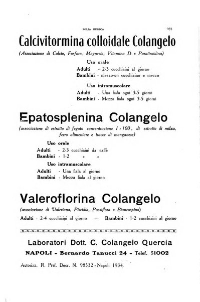 Folia medica periodico trimensile di patologia e clinica medica