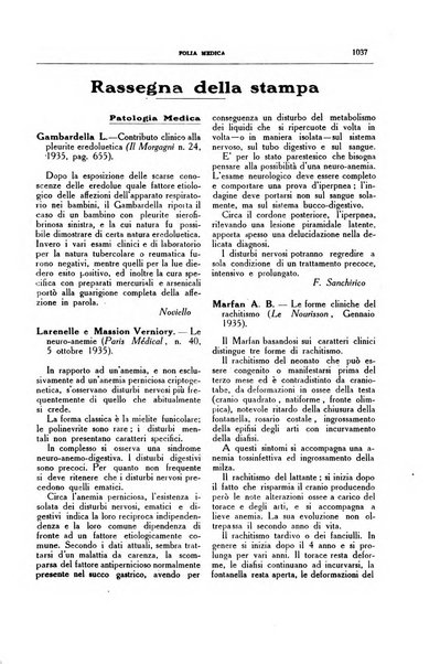 Folia medica periodico trimensile di patologia e clinica medica