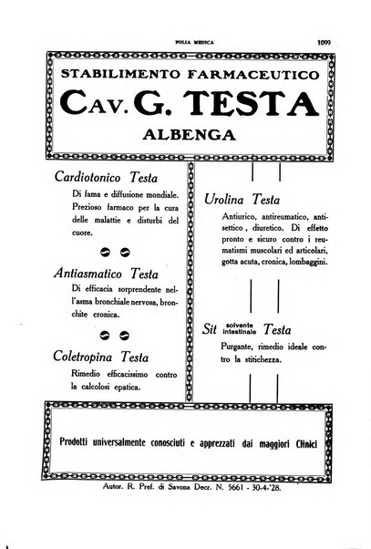 Folia medica periodico trimensile di patologia e clinica medica