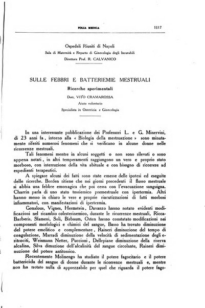 Folia medica periodico trimensile di patologia e clinica medica