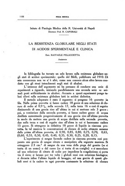 Folia medica periodico trimensile di patologia e clinica medica