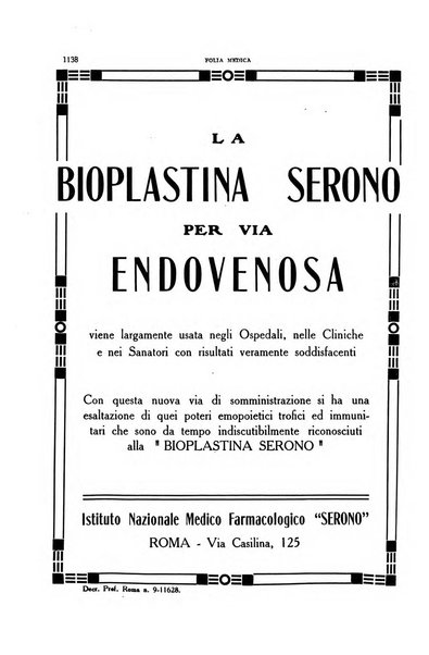 Folia medica periodico trimensile di patologia e clinica medica