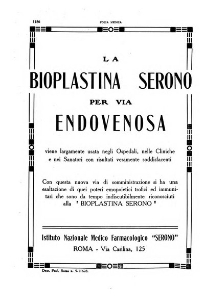 Folia medica periodico trimensile di patologia e clinica medica