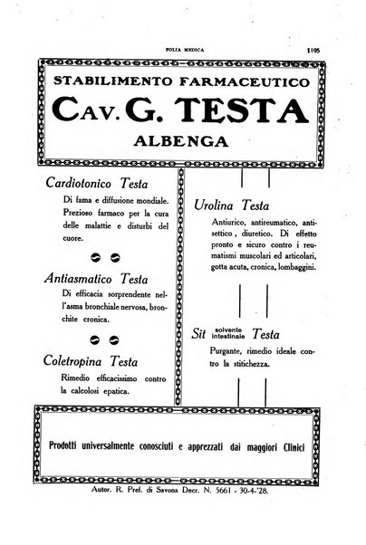 Folia medica periodico trimensile di patologia e clinica medica