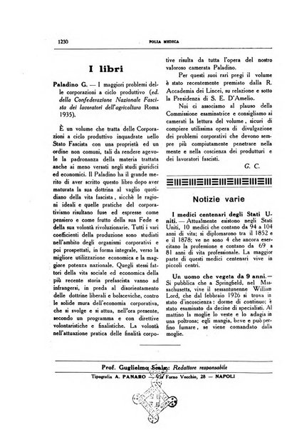 Folia medica periodico trimensile di patologia e clinica medica