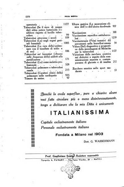 Folia medica periodico trimensile di patologia e clinica medica