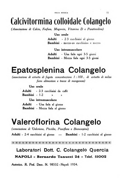 Folia medica periodico trimensile di patologia e clinica medica