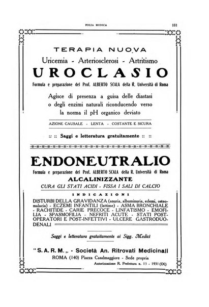 Folia medica periodico trimensile di patologia e clinica medica