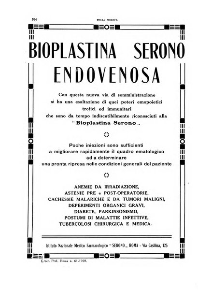 Folia medica periodico trimensile di patologia e clinica medica