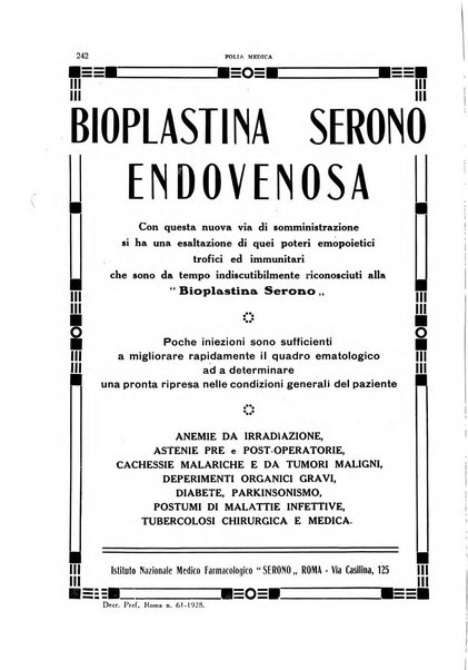 Folia medica periodico trimensile di patologia e clinica medica