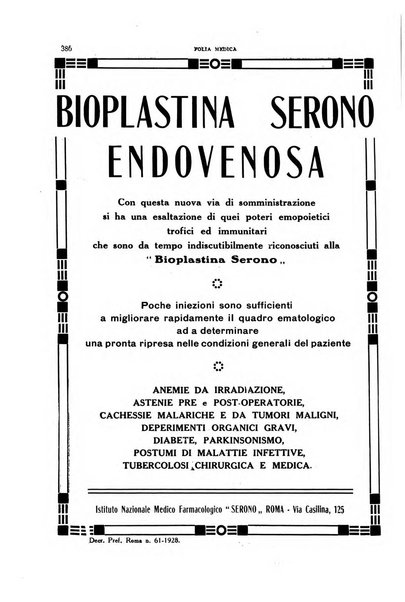 Folia medica periodico trimensile di patologia e clinica medica