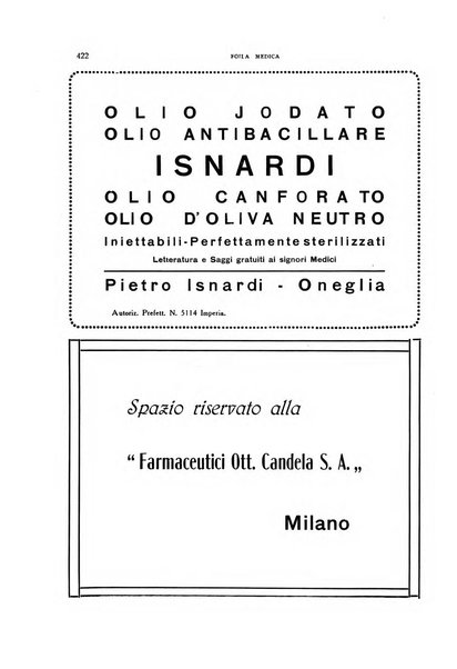 Folia medica periodico trimensile di patologia e clinica medica