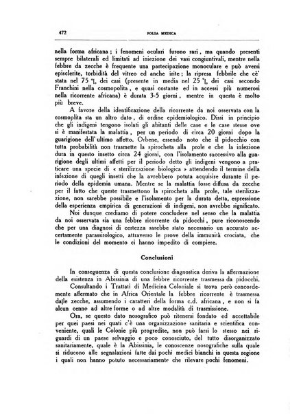 Folia medica periodico trimensile di patologia e clinica medica