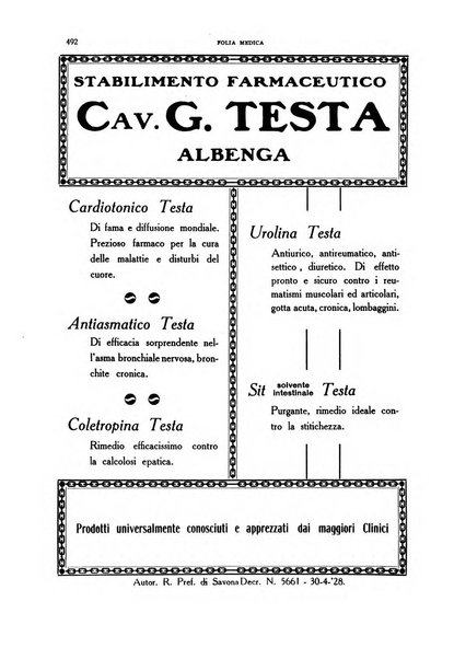 Folia medica periodico trimensile di patologia e clinica medica