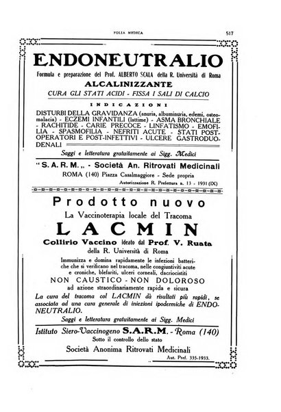 Folia medica periodico trimensile di patologia e clinica medica