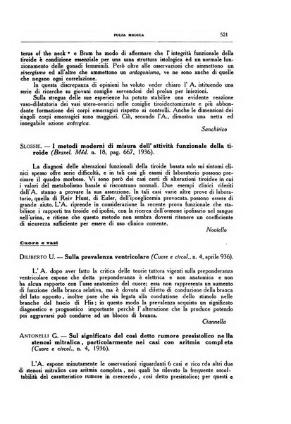 Folia medica periodico trimensile di patologia e clinica medica