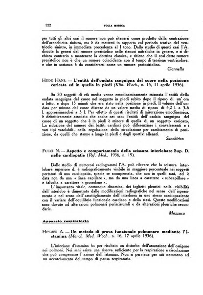 Folia medica periodico trimensile di patologia e clinica medica