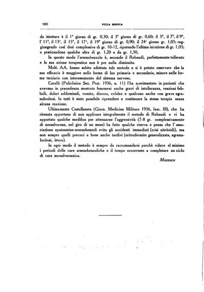 Folia medica periodico trimensile di patologia e clinica medica