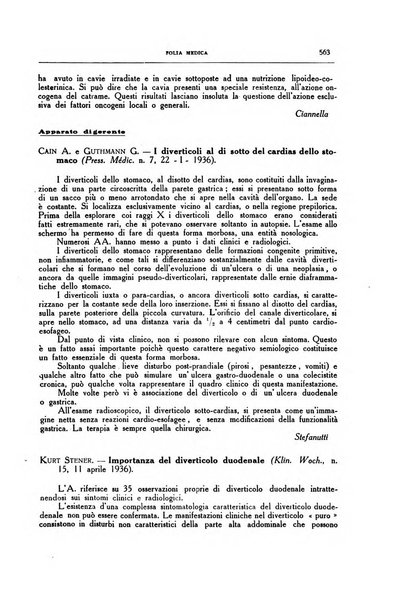 Folia medica periodico trimensile di patologia e clinica medica