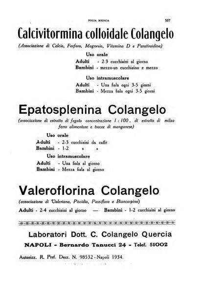 Folia medica periodico trimensile di patologia e clinica medica