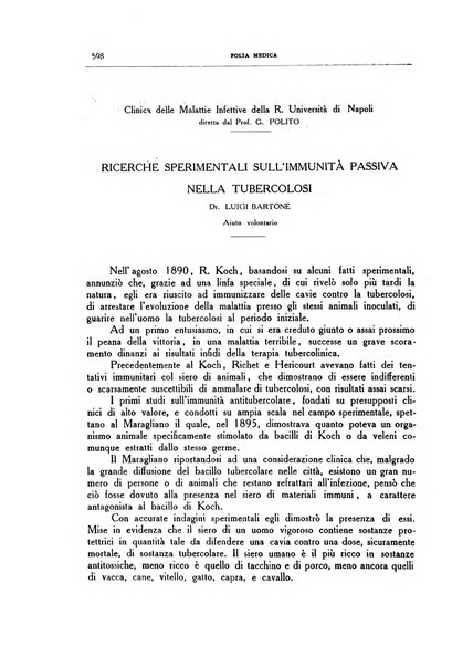 Folia medica periodico trimensile di patologia e clinica medica