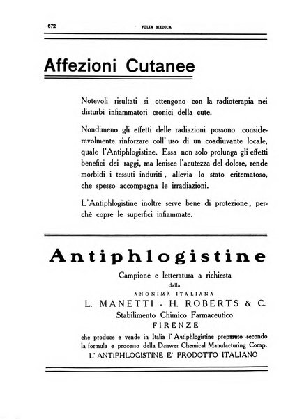 Folia medica periodico trimensile di patologia e clinica medica