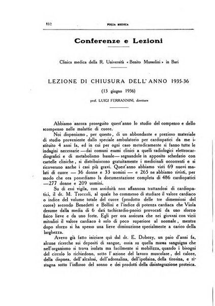 Folia medica periodico trimensile di patologia e clinica medica