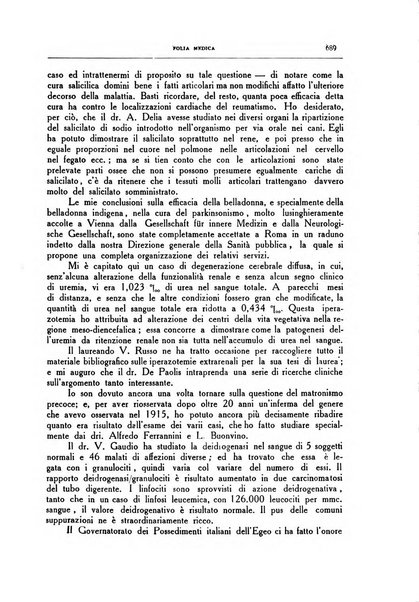 Folia medica periodico trimensile di patologia e clinica medica