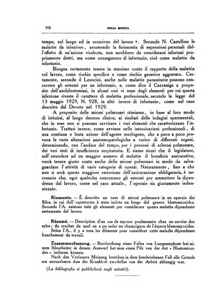 Folia medica periodico trimensile di patologia e clinica medica