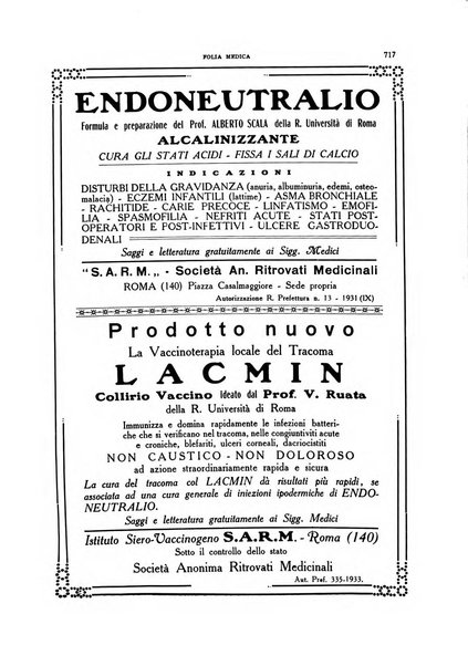 Folia medica periodico trimensile di patologia e clinica medica