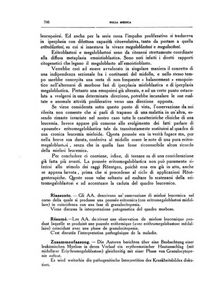 Folia medica periodico trimensile di patologia e clinica medica