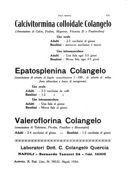 Folia medica periodico trimensile di patologia e clinica medica