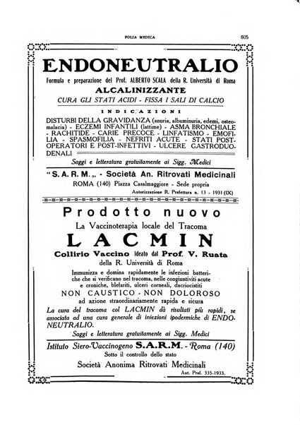 Folia medica periodico trimensile di patologia e clinica medica