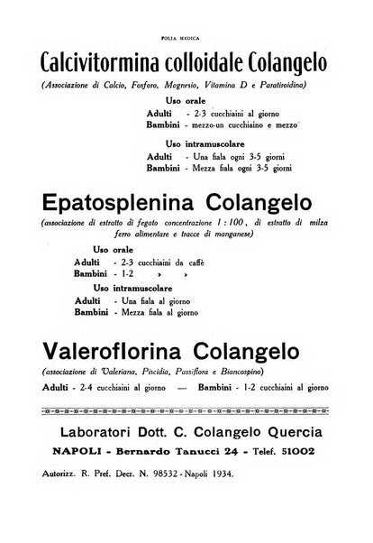 Folia medica periodico trimensile di patologia e clinica medica