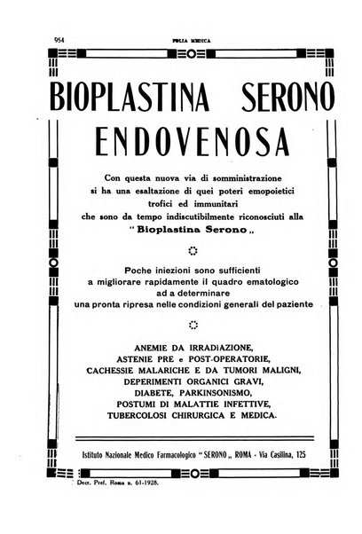 Folia medica periodico trimensile di patologia e clinica medica