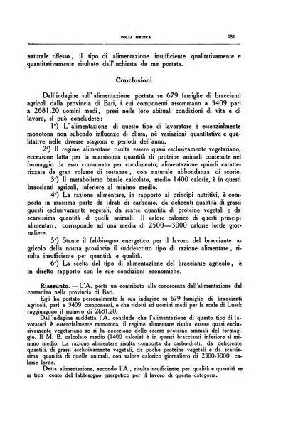 Folia medica periodico trimensile di patologia e clinica medica