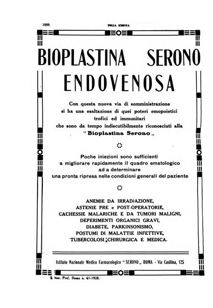 Folia medica periodico trimensile di patologia e clinica medica