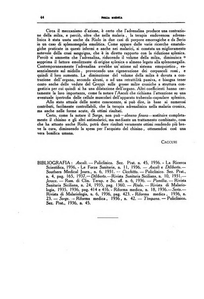 Folia medica periodico trimensile di patologia e clinica medica