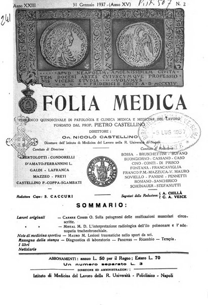 Folia medica periodico trimensile di patologia e clinica medica