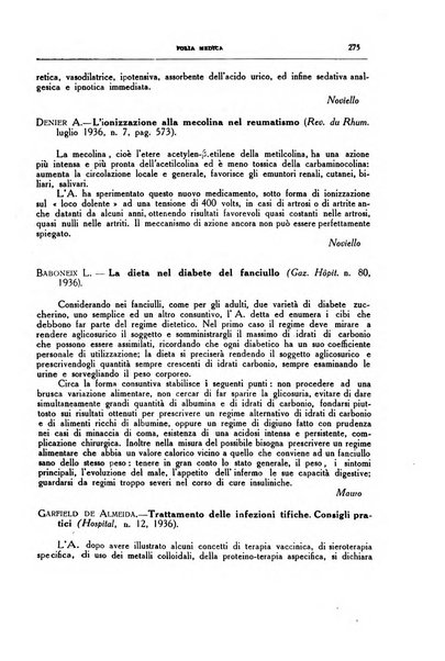 Folia medica periodico trimensile di patologia e clinica medica