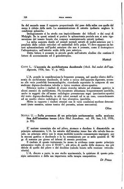 Folia medica periodico trimensile di patologia e clinica medica