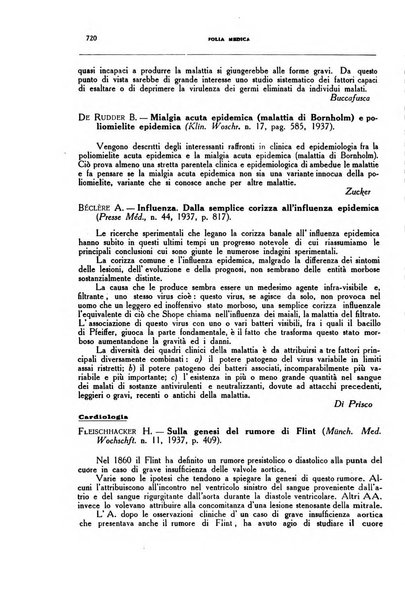 Folia medica periodico trimensile di patologia e clinica medica