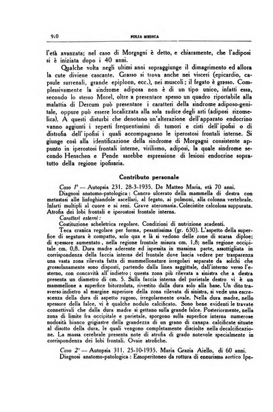 Folia medica periodico trimensile di patologia e clinica medica