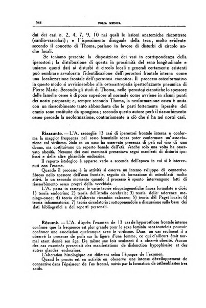 Folia medica periodico trimensile di patologia e clinica medica