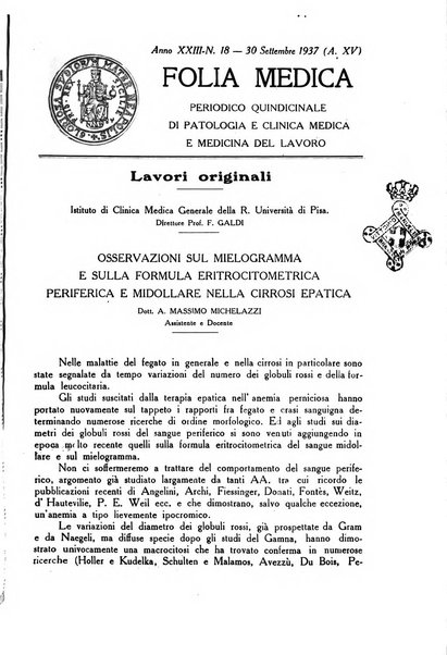 Folia medica periodico trimensile di patologia e clinica medica