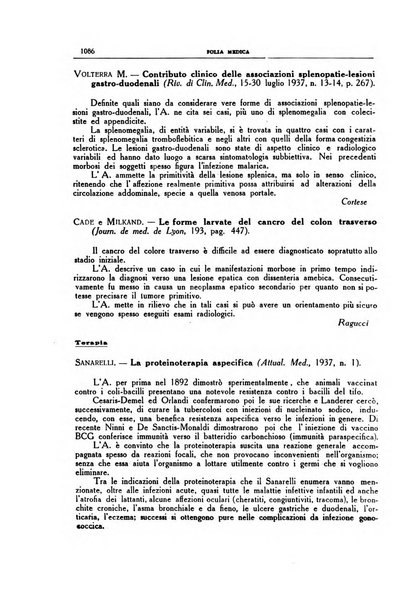 Folia medica periodico trimensile di patologia e clinica medica