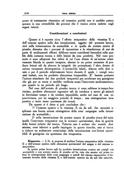 Folia medica periodico trimensile di patologia e clinica medica