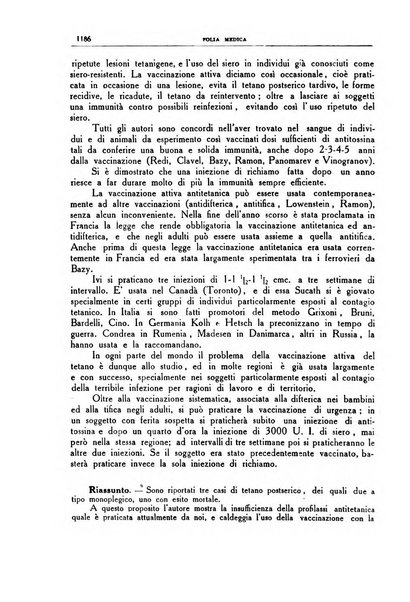 Folia medica periodico trimensile di patologia e clinica medica