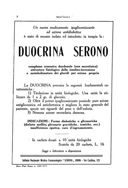 Folia medica periodico trimensile di patologia e clinica medica