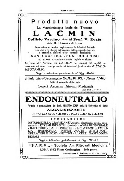 Folia medica periodico trimensile di patologia e clinica medica